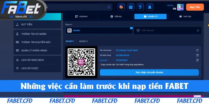 Những việc cần làm trước khi tiến hành nạp tiền FABET