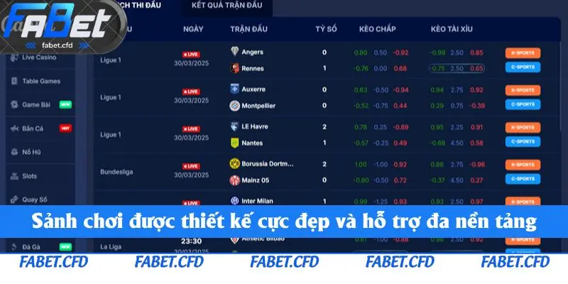 Sảnh chơi được thiết kế cực đẹp và hỗ trợ đa nền tảng